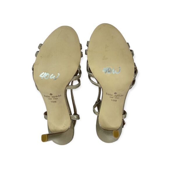 Kate Spade Metalic Gold Sexy Strappy Open Toe Stilettos Size 10M - Picture 6 of 9